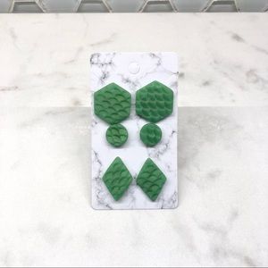 Green 3 Pair Stud Pack